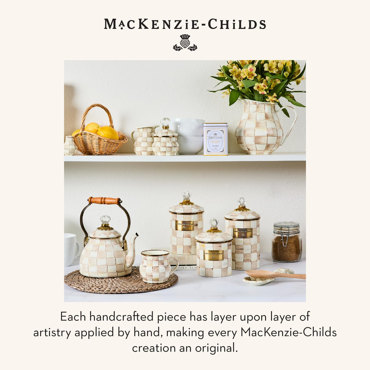 MacKenzie-Childs Enamel Spoon Rest, Royal Check