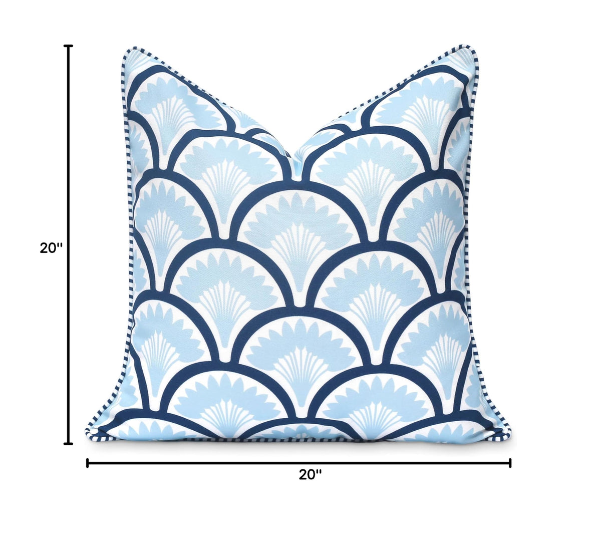 Navy Greek Key Outdoor Lumbar Pillow Cover, 12x20