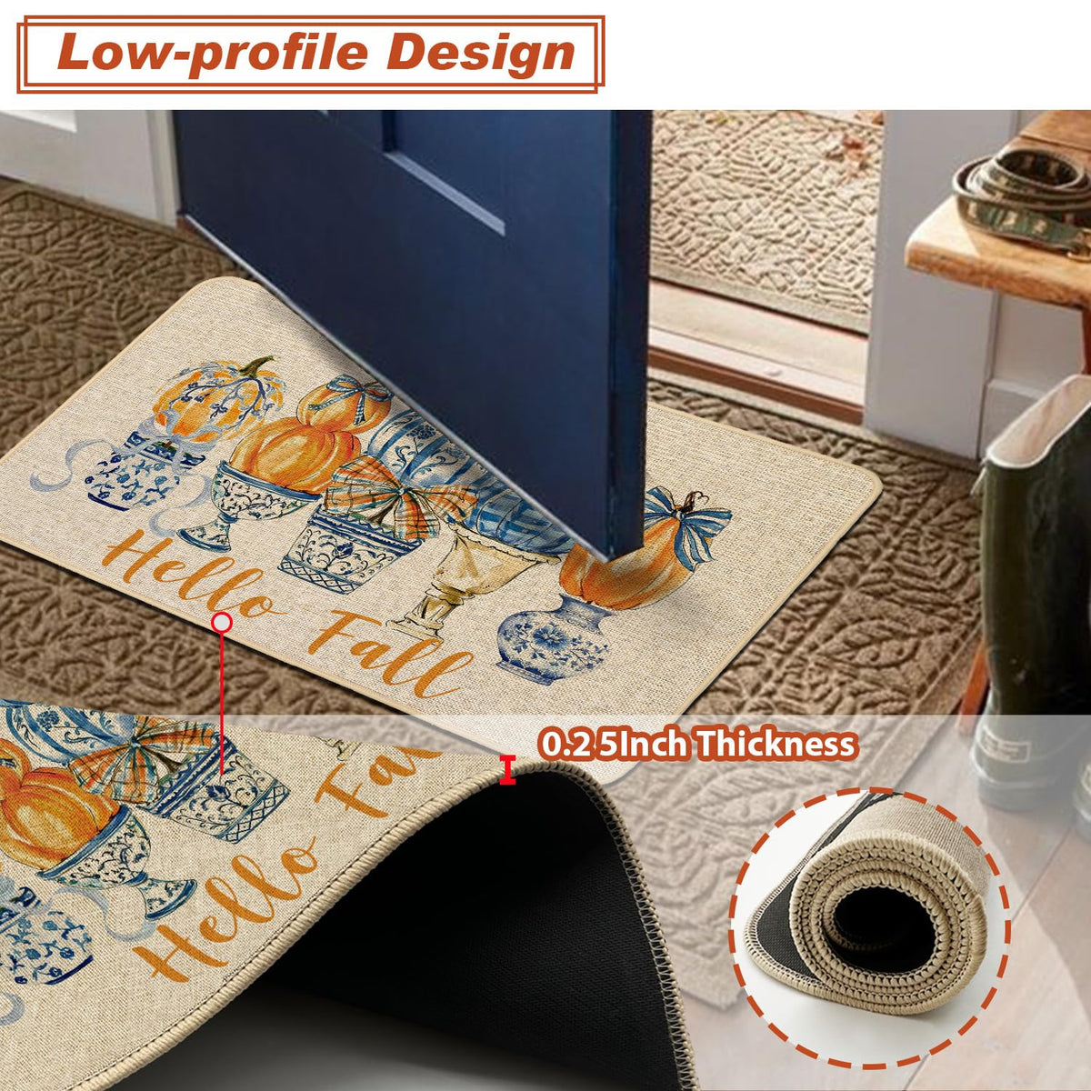 Chinoiserie Christmas Doormat, 17 x 29 Inch