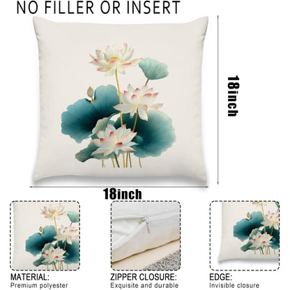 Blue Chinoiserie Bird and Peony Pillow Cover, 18x18
