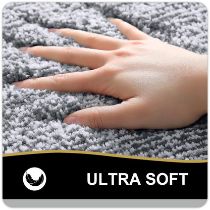 Navy and White Microfiber Bath Rug, 36 x 24