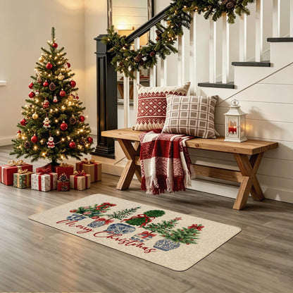 Chinoiserie Christmas Doormat, 17 x 29 Inch