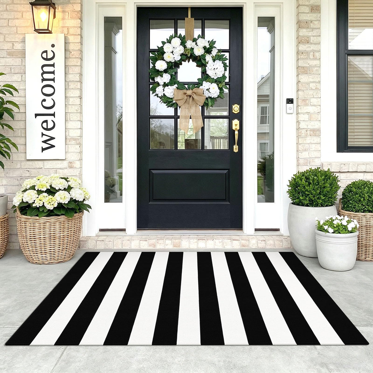 Navy and White Striped Cotton Rug, 28x43