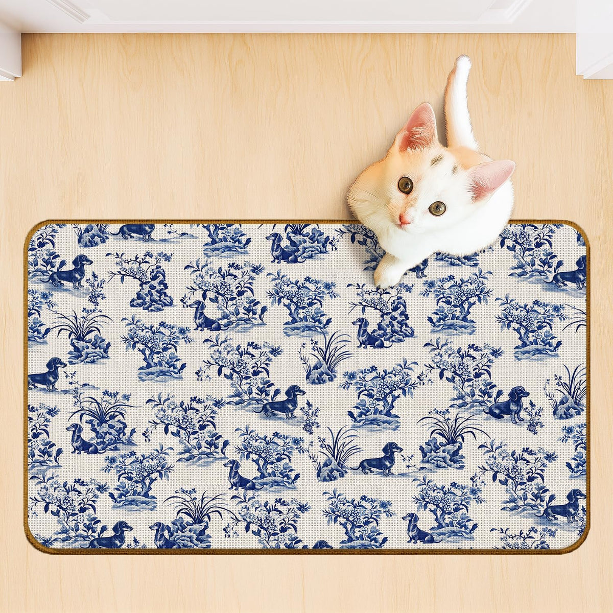 Chinoiserie Dachshund Doormat, 17 x 30 Inch