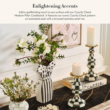 MacKenzie-Childs Sky Check Pillar Candlestick