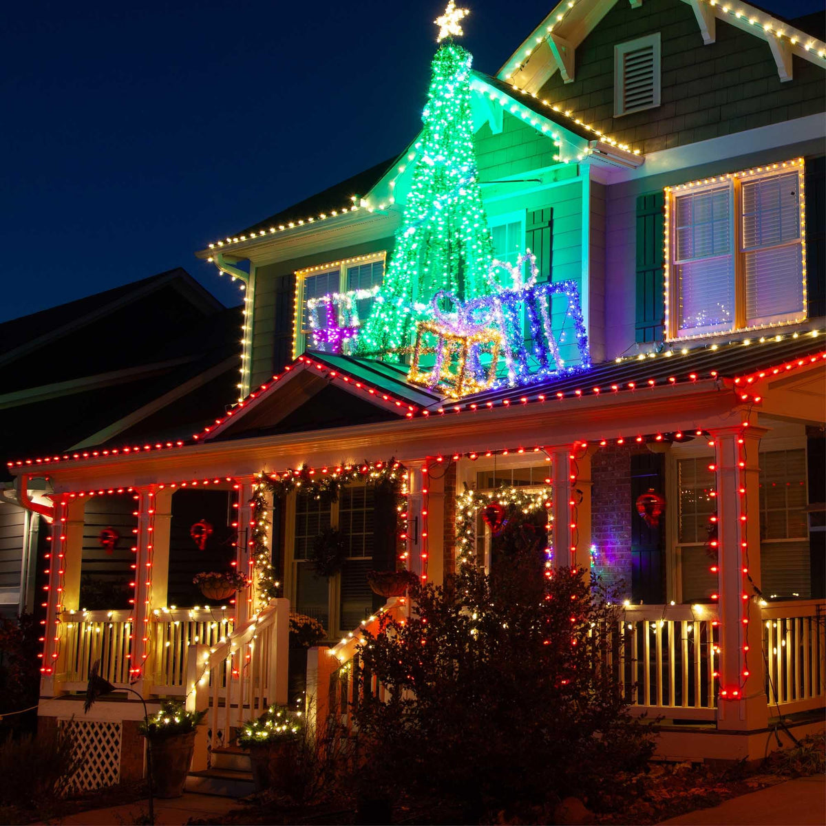 Blue C9 LED Christmas Light Set, 25 Bulbs