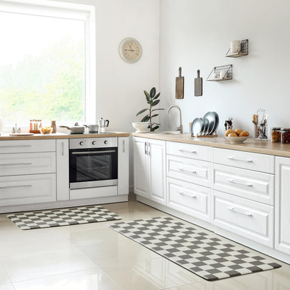 Navy Checkered Kitchen Mats, Set of 2