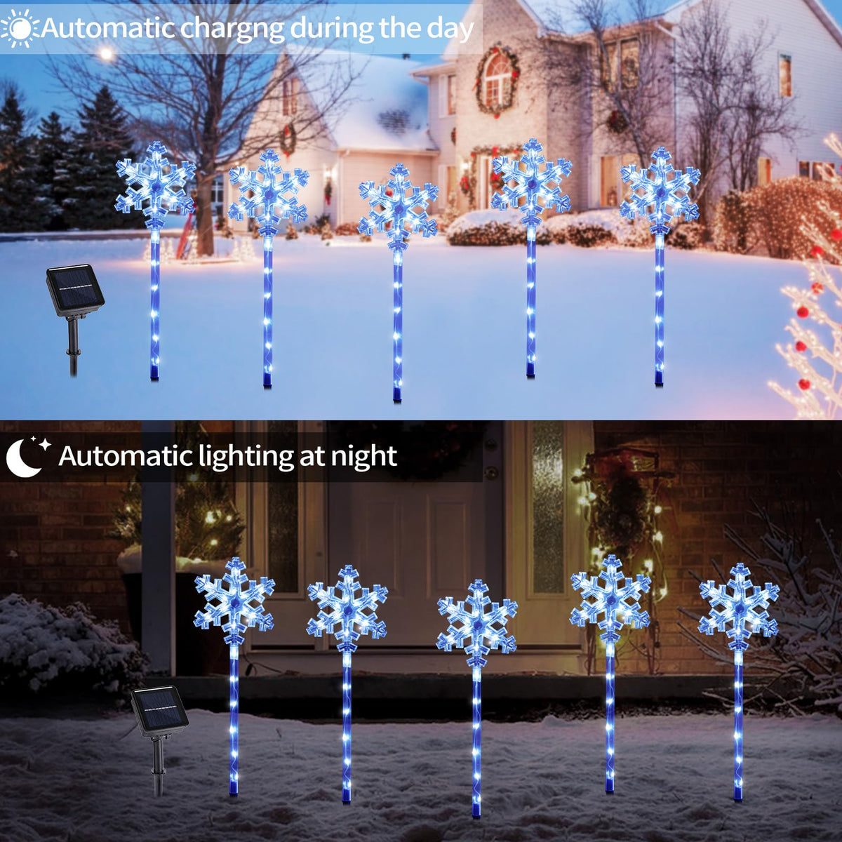 Solar Snowflake Pathway Lights, 10 Pack