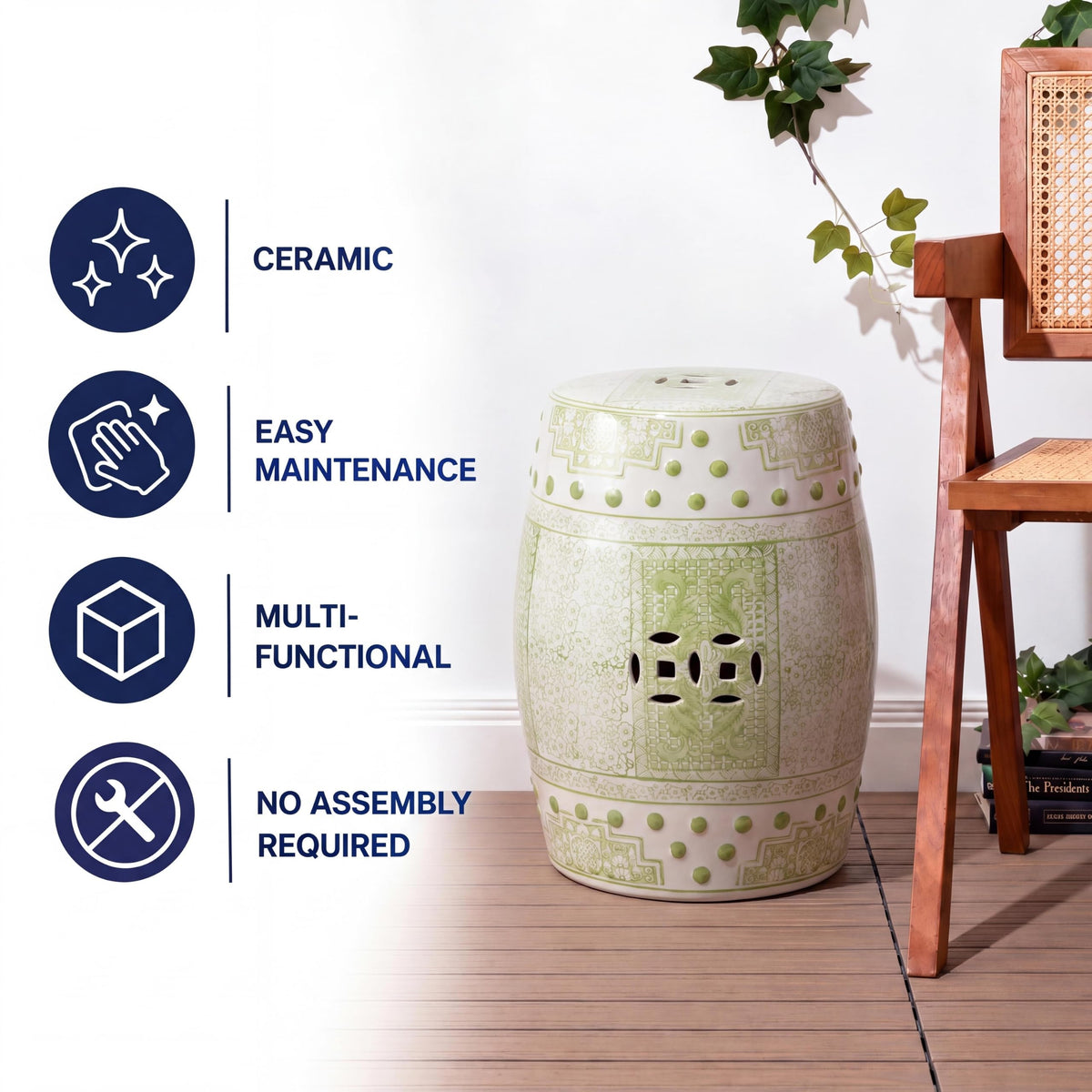 Jonathan Y Acanthus Ceramic Garden Stool