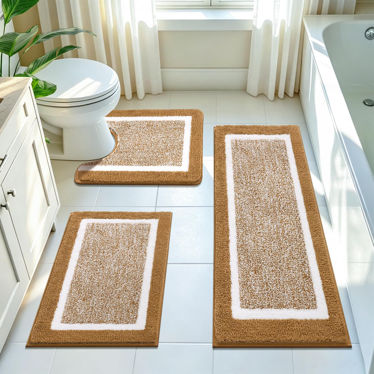Shaggy Microfiber Bath Rug Set, 3 Piece