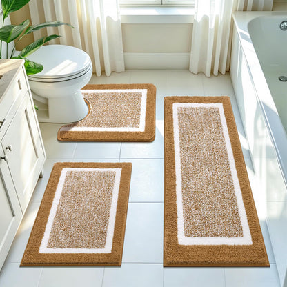Shaggy Microfiber Bath Rug Set, 3 Piece