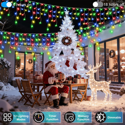 Blue and Cool White Icicle Lights, 164 ft