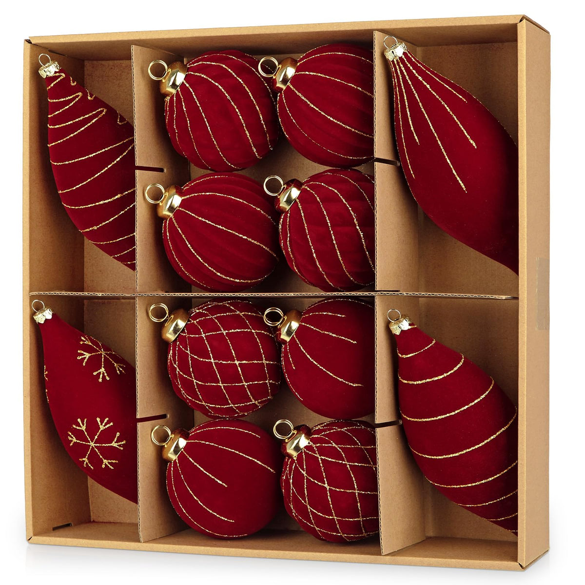 Royal Blue Velvet Christmas Ornament Balls, Set of 12