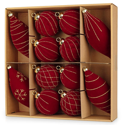 Royal Blue Velvet Christmas Ornament Balls, Set of 12