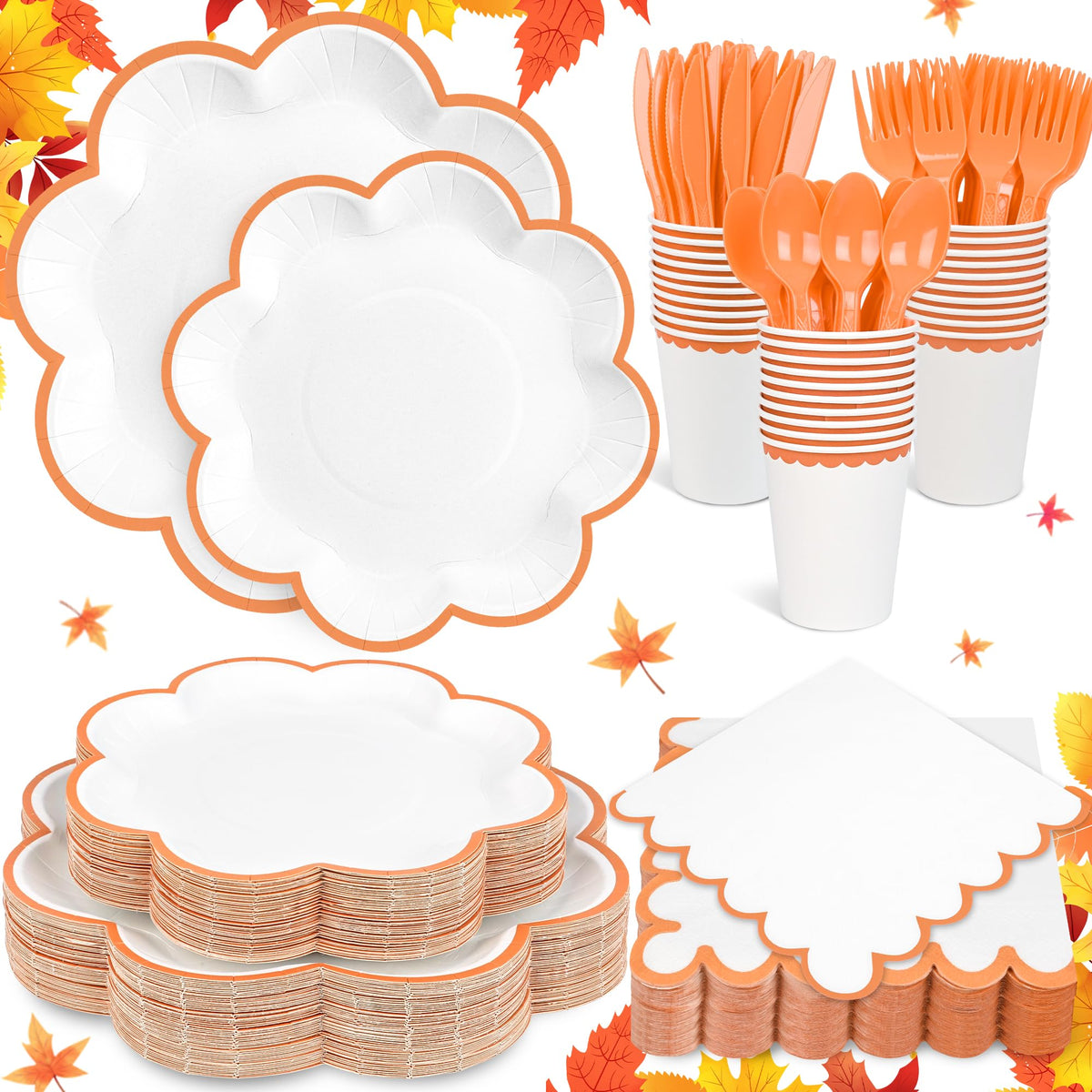 Blue and White Paper Tableware Set, Serves 50
