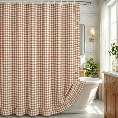 Ruffled Gingham Shower Curtain, 72 x 72