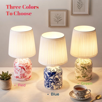 Blue and White Ceramic Cordless Lamps, Set of 2