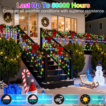 Blue and Cool White Icicle Lights, 164 ft