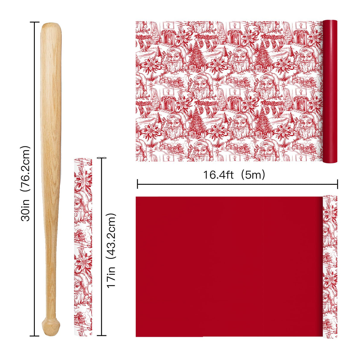 Reversible Toile Christmas Wrapping Paper