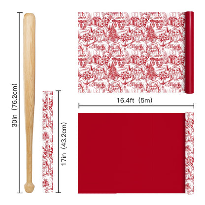 Reversible Toile Christmas Wrapping Paper