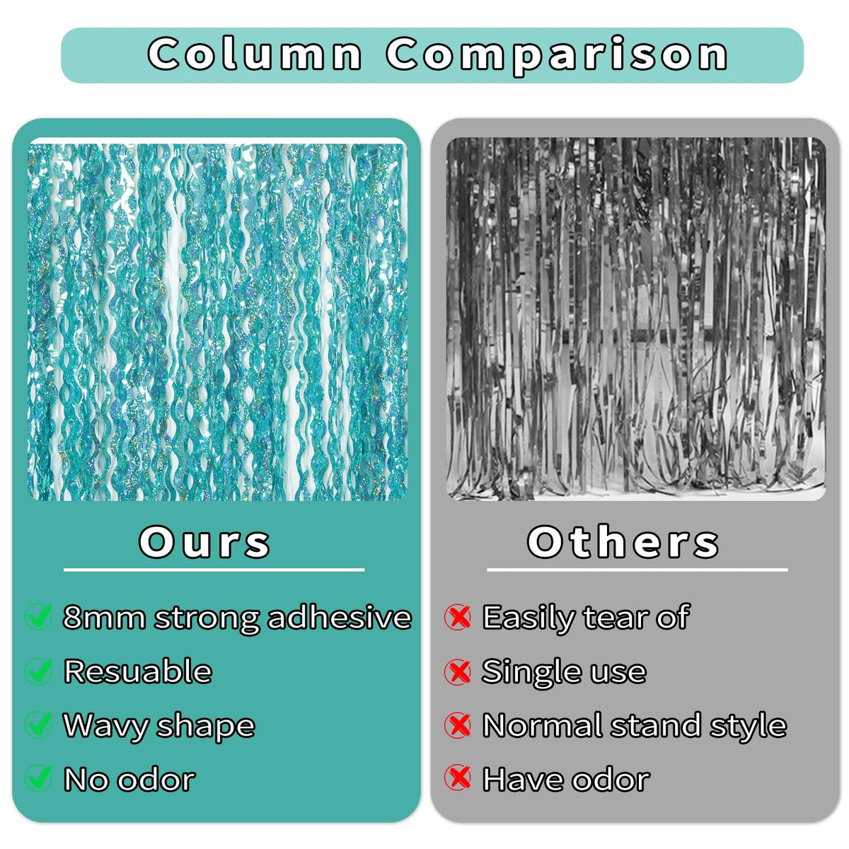 Navy Blue Foil Fringe Curtains, 4 Pack