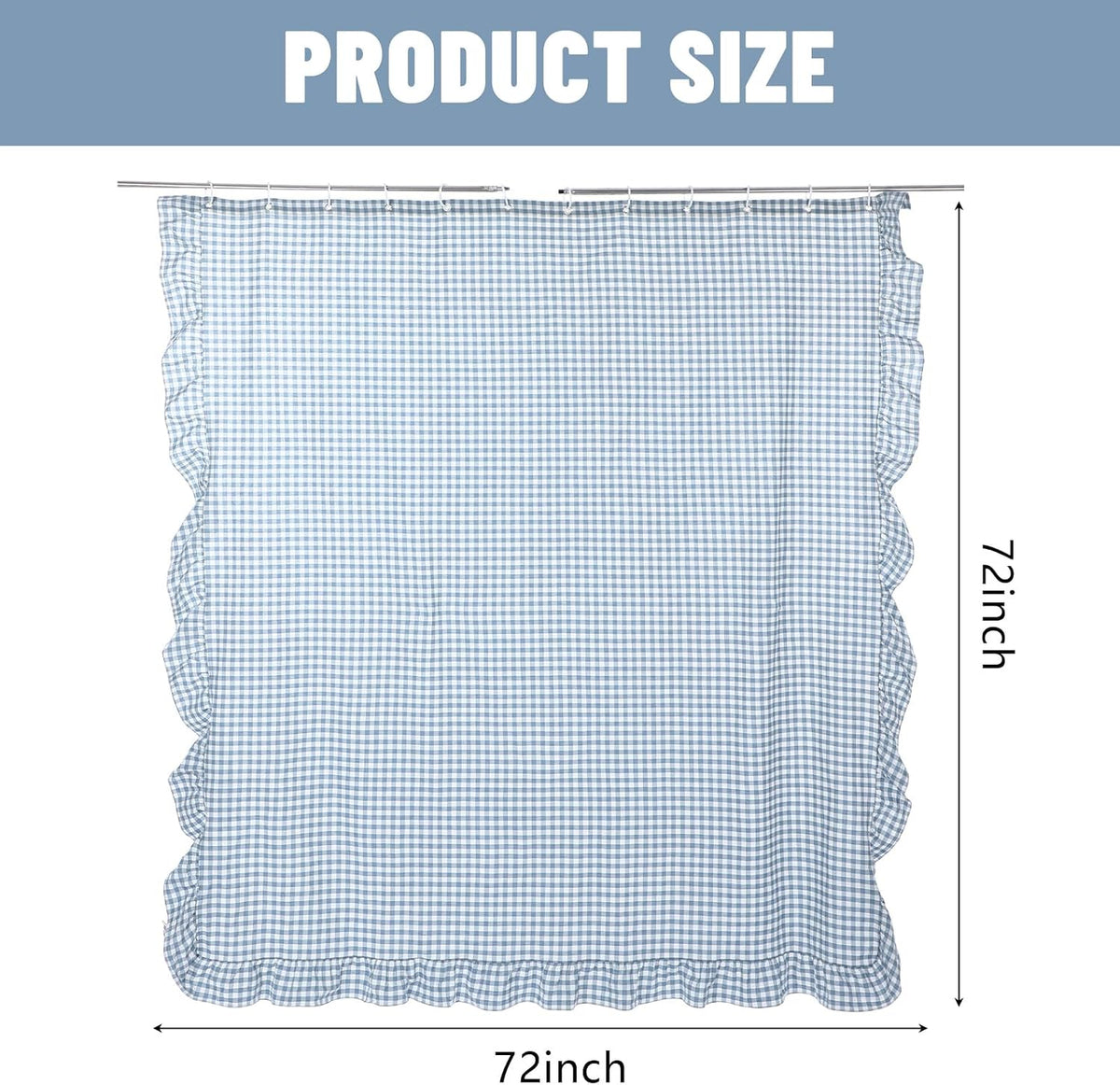 Ruffled Gingham Shower Curtain, 72 x 72