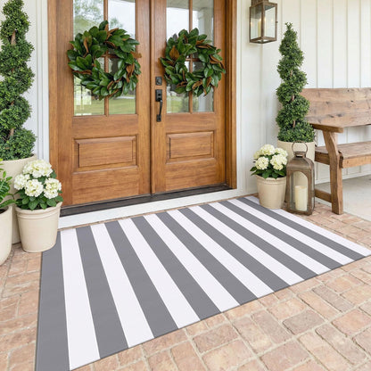 Navy and White Striped Cotton Rug, 28x43
