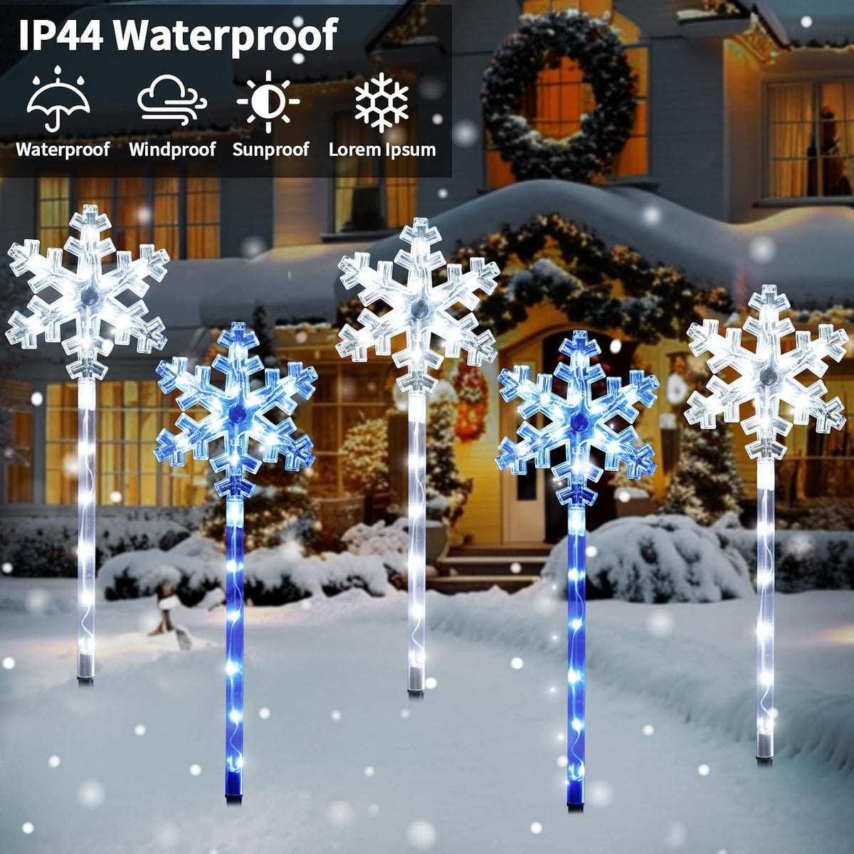 Solar Snowflake Pathway Lights, 10 Pack