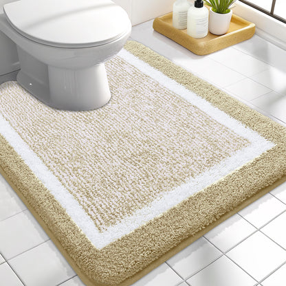 Navy and White Microfiber Bath Rug, 36 x 24