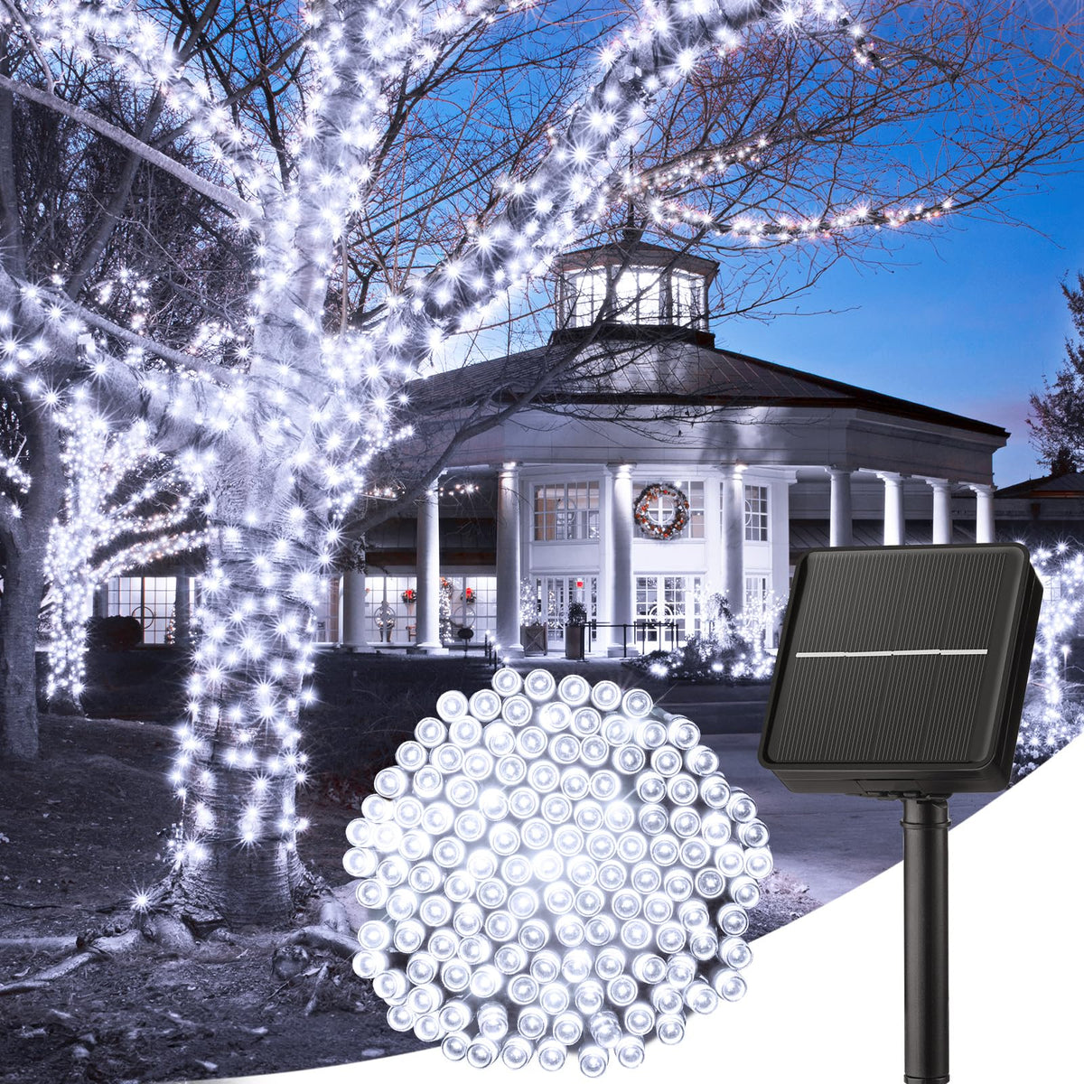 Solar Christmas String Lights, 100 LED, 40 ft