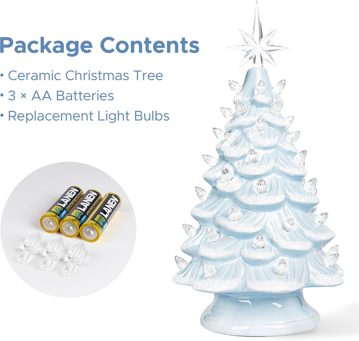 Lighted Ceramic Christmas Tree, 13 Inch