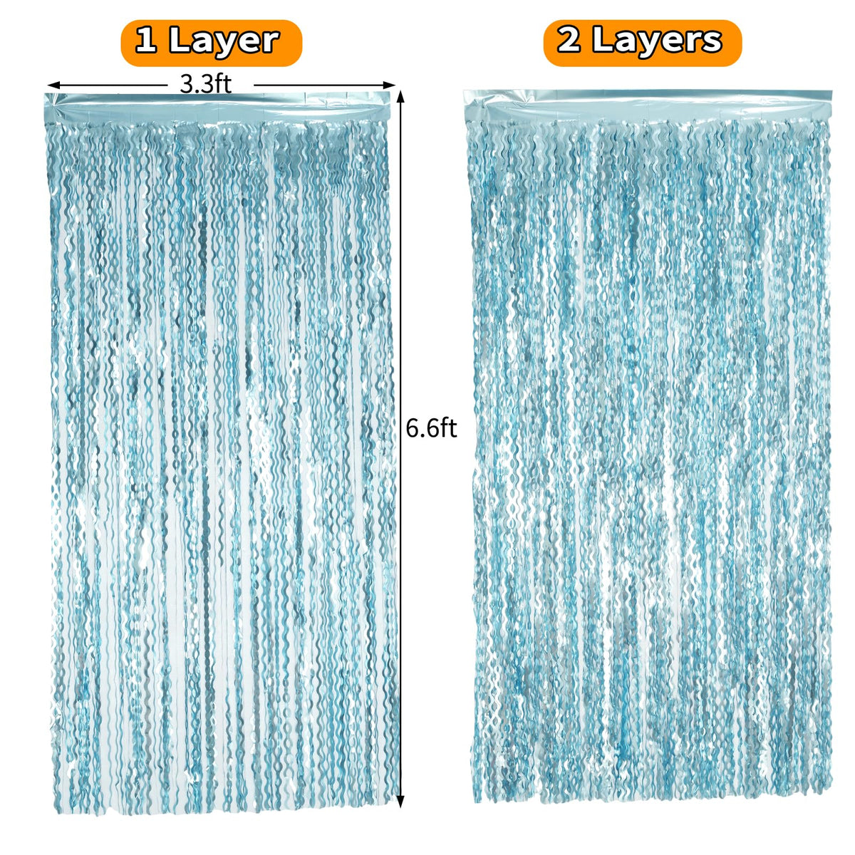 Navy Blue Foil Fringe Curtains, 4 Pack