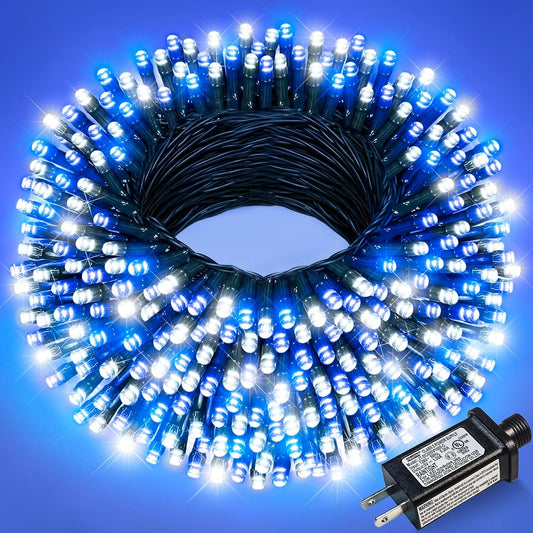 Blue and White Christmas Lights, 100 ft