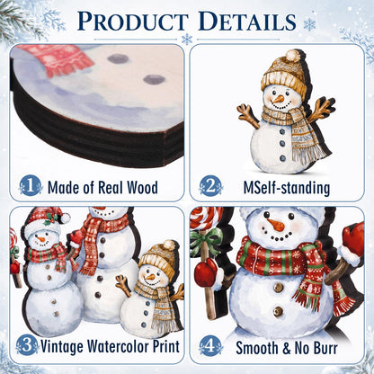 Chinoiserie Wooden Snowmen, Set of 3