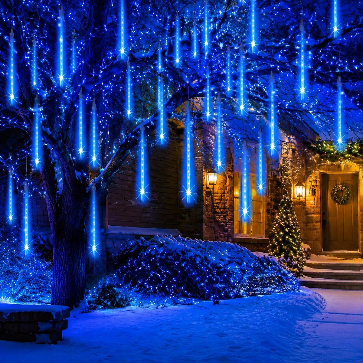 Aukora Blue Meteor Shower Lights