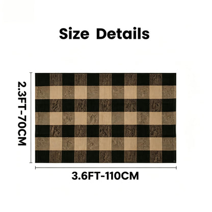 MUBIN Blue White Plaid Cotton Rug, 27.5x43