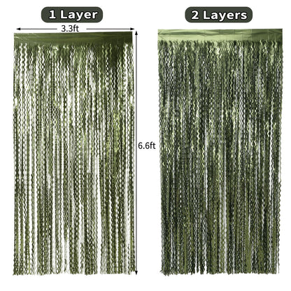 Navy Blue Foil Fringe Curtains, 4 Pack