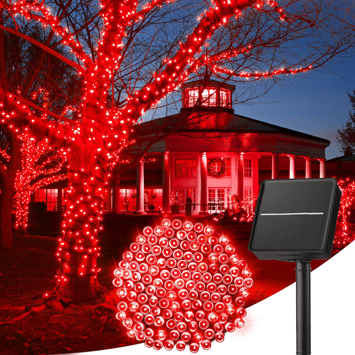 Solar Christmas String Lights, 100 LED, 40 ft