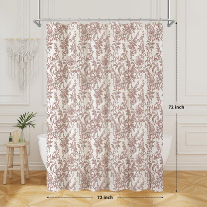 Blue Floral Linen Blend Shower Curtain