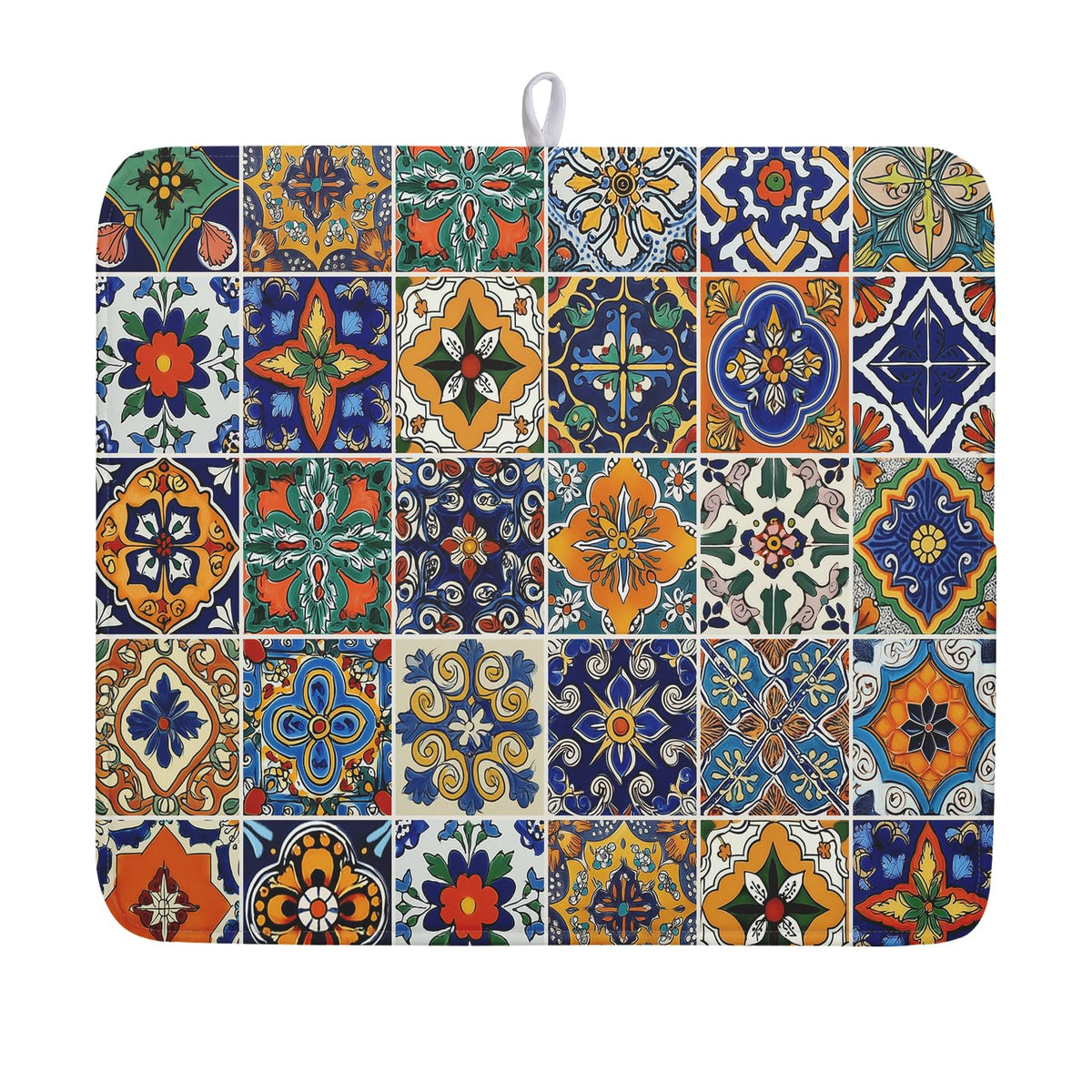 Blue Chinoiserie Floral Dish Drying Mat