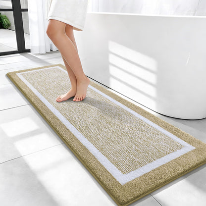 Navy and White Microfiber Bath Rug, 36 x 24