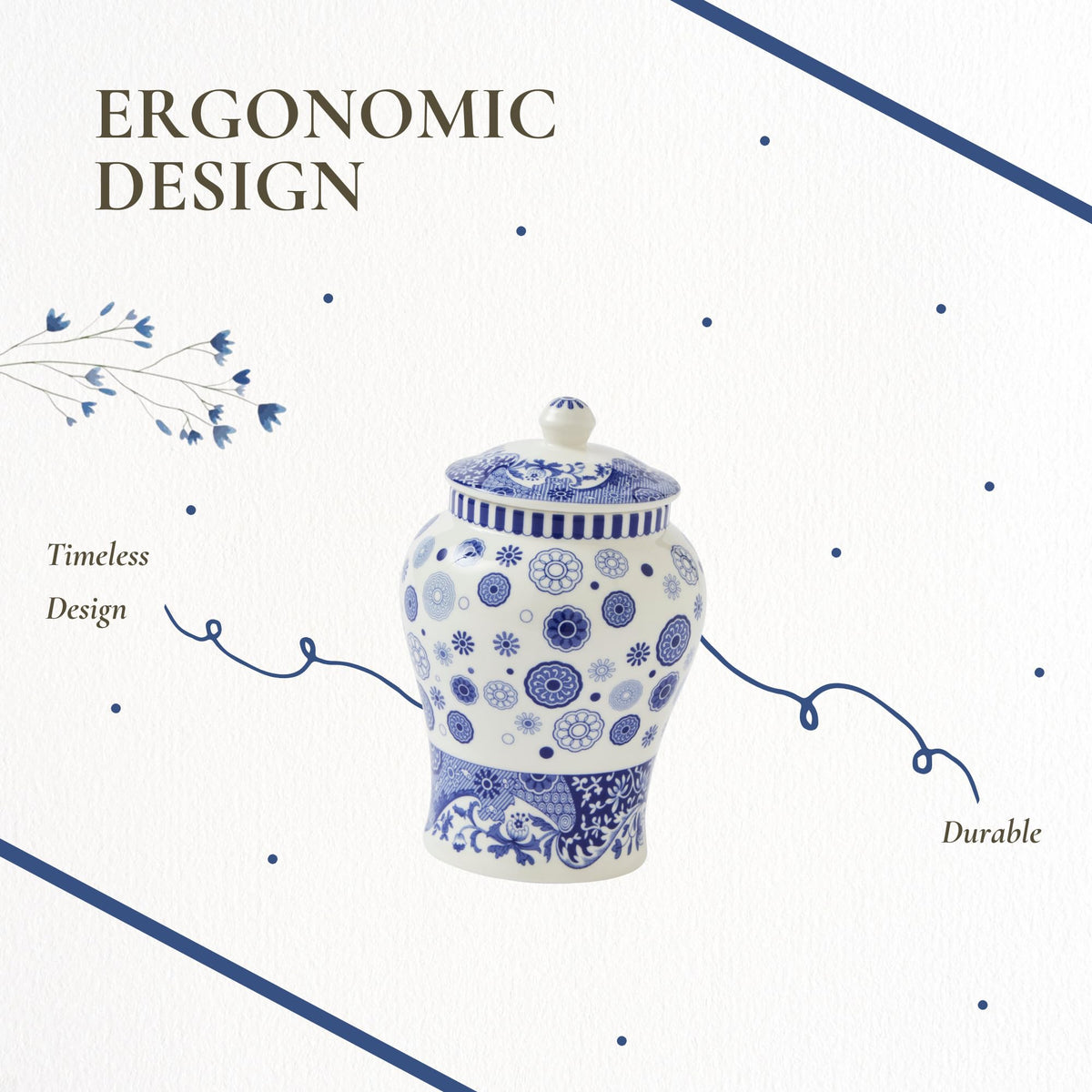 Spode Blue Italian Steccato Vase, 5.2 Inch