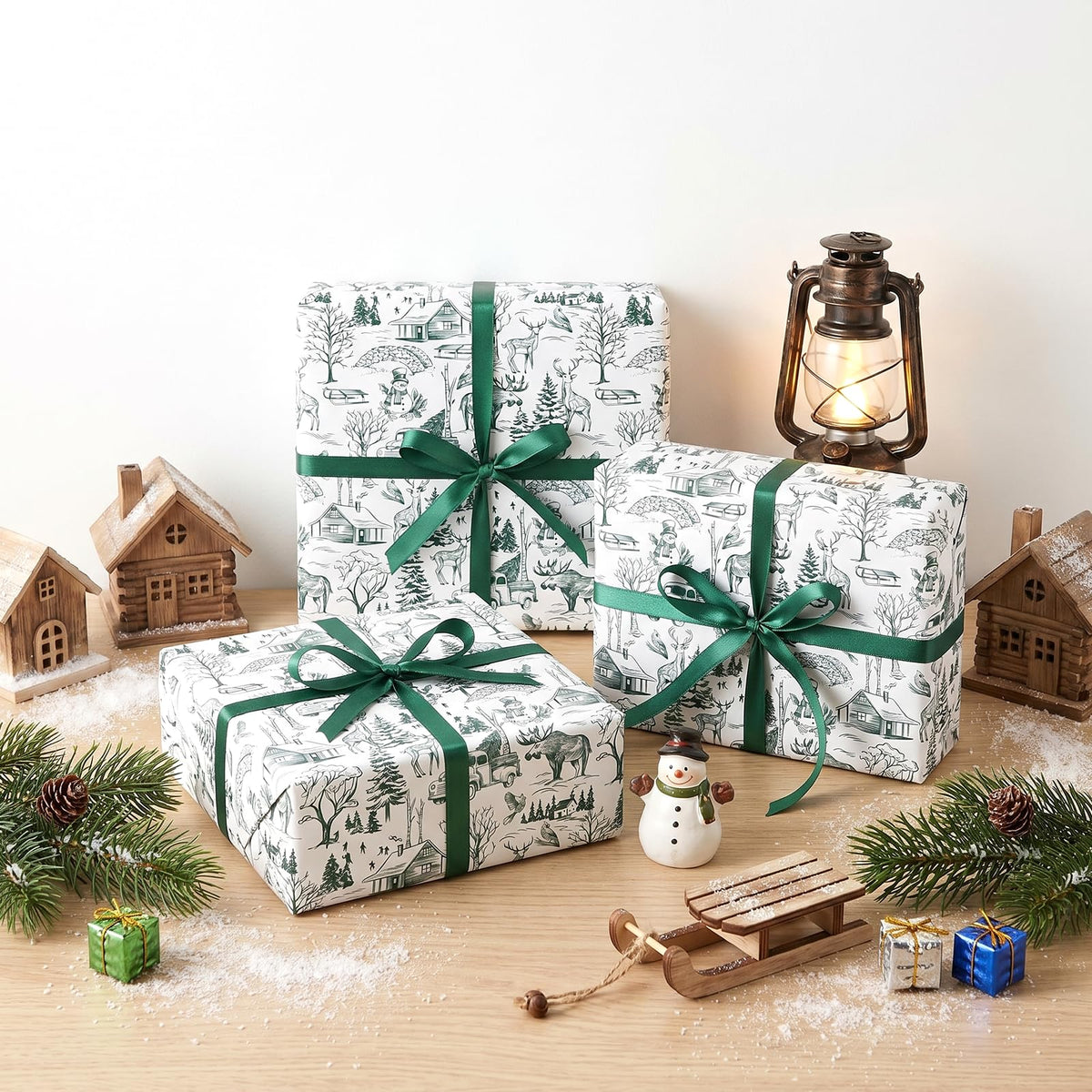 Blue Toile Christmas Wrapping Paper