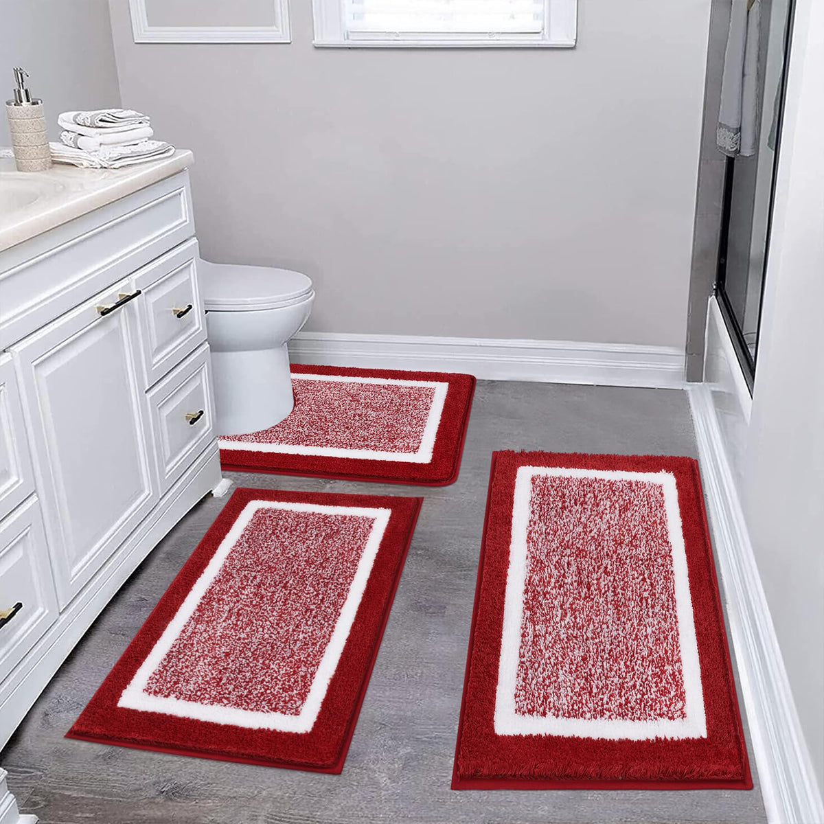 Shaggy Microfiber Bath Rug Set, 3 Piece