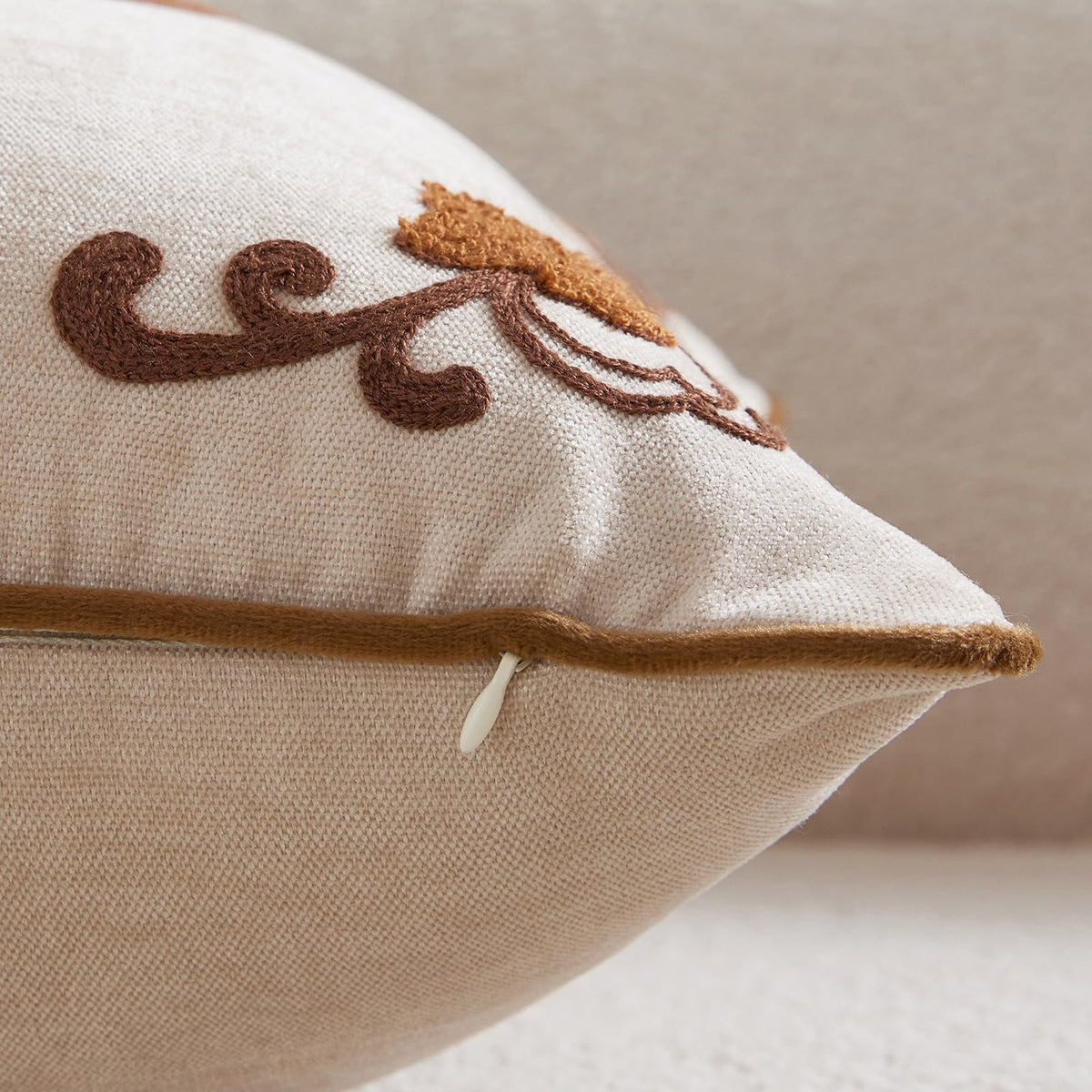 Chinoiserie Floral Chenille Pillow Cover