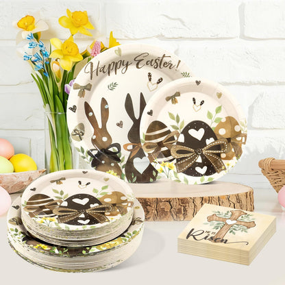 Blue and White Floral Paper Plates and Napkins, Serves 20