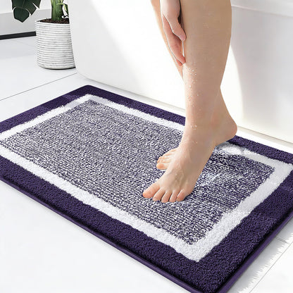 Navy and White Microfiber Bath Rug, 36 x 24