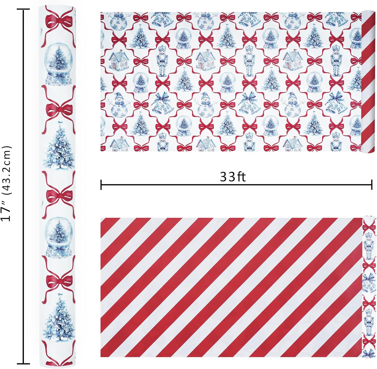 Nutcracker Reversible Christmas Wrapping Paper, 33 Ft