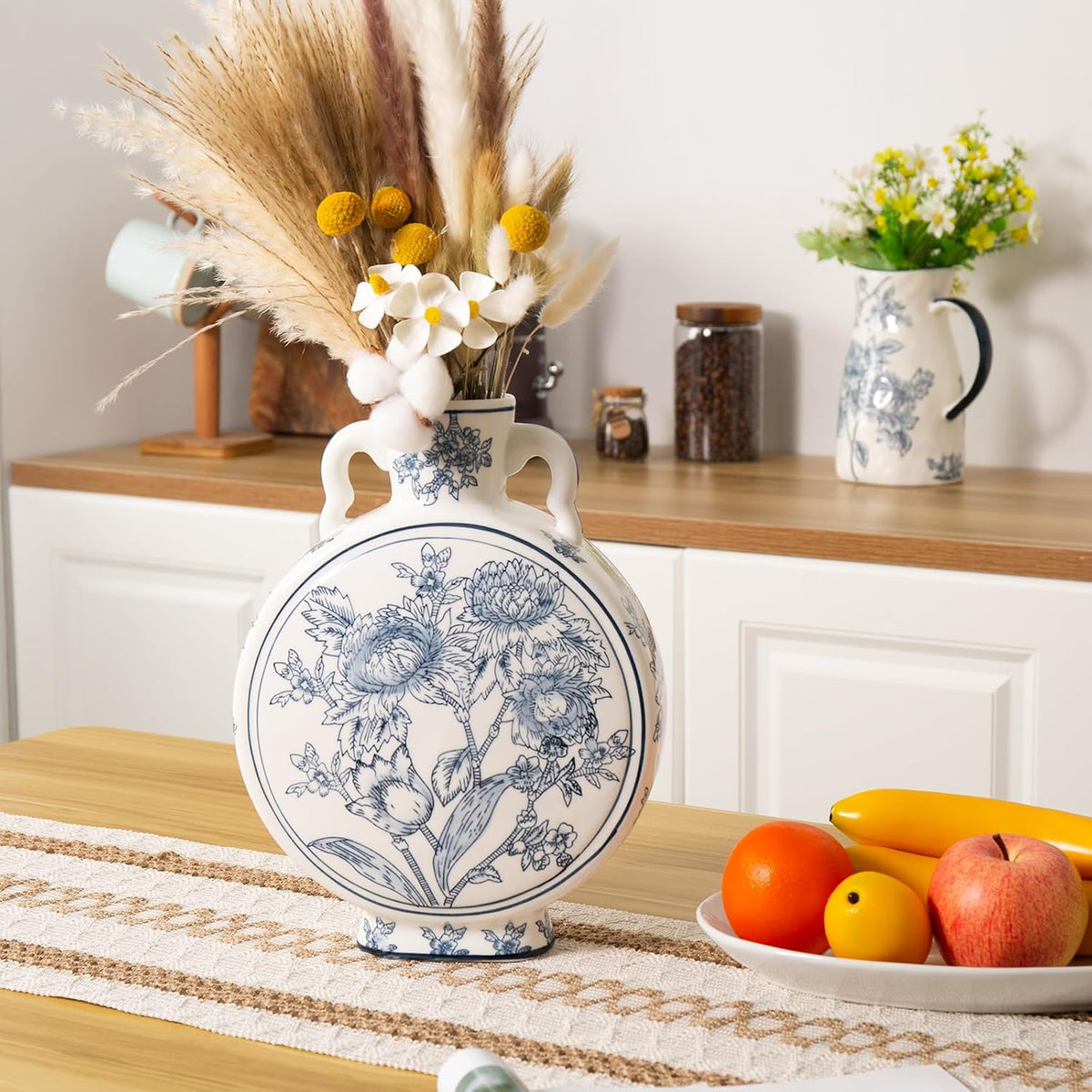 Large Blue and White Chinoiserie Vase