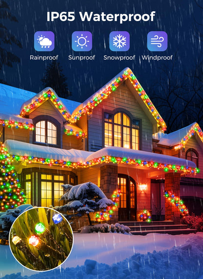 Solar Christmas String Lights, 100 LED, 40 ft